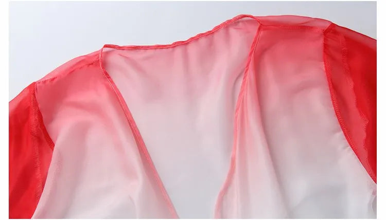 Women Classical Dance Long Dress Flowy Loose Shirt Chiffon Harem Pants Dancer Practice Wear Chinese Folk Dancewear Gradient