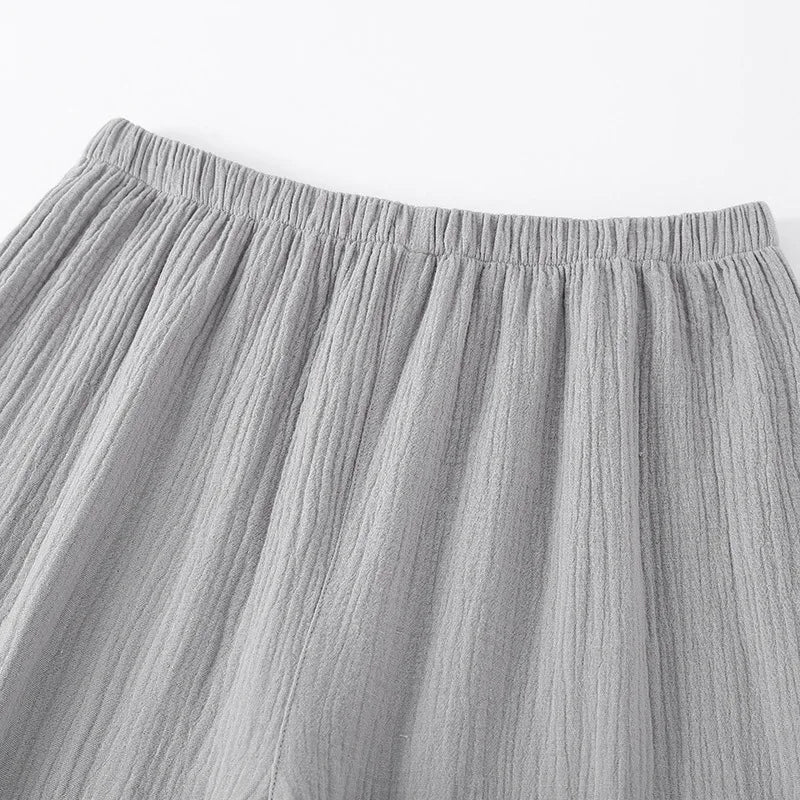 Men's Sleepwear Clothes for Spring and Autumn Cotton Double-layer Cardigan Loose Oversized Long Sleeved Pants Home Clothes