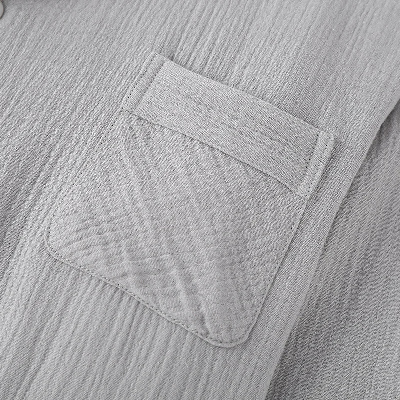 Men's Sleepwear Clothes for Spring and Autumn Cotton Double-layer Cardigan Loose Oversized Long Sleeved Pants Home Clothes