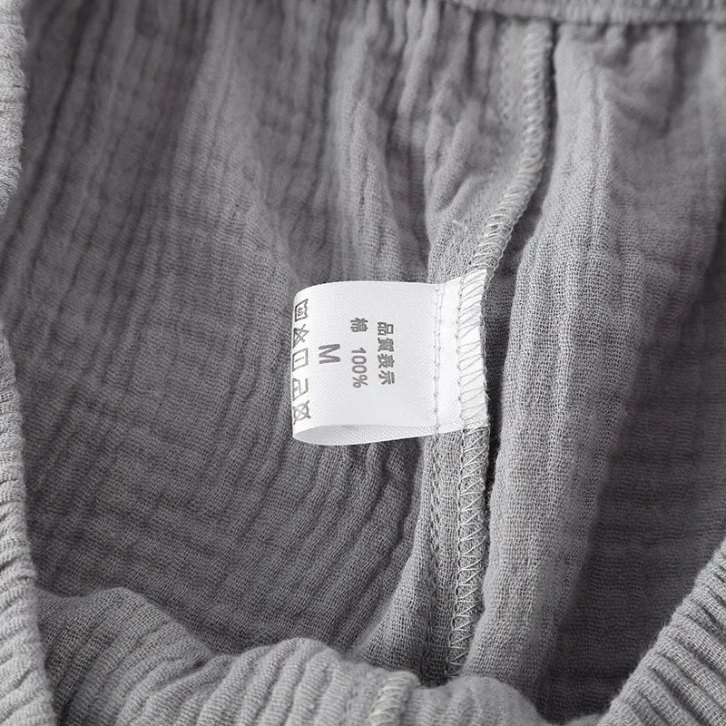 Men's Sleepwear Clothes for Spring and Autumn Cotton Double-layer Cardigan Loose Oversized Long Sleeved Pants Home Clothes