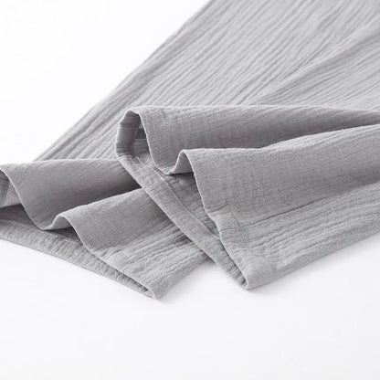 Men's Sleepwear Clothes for Spring and Autumn Cotton Double-layer Cardigan Loose Oversized Long Sleeved Pants Home Clothes