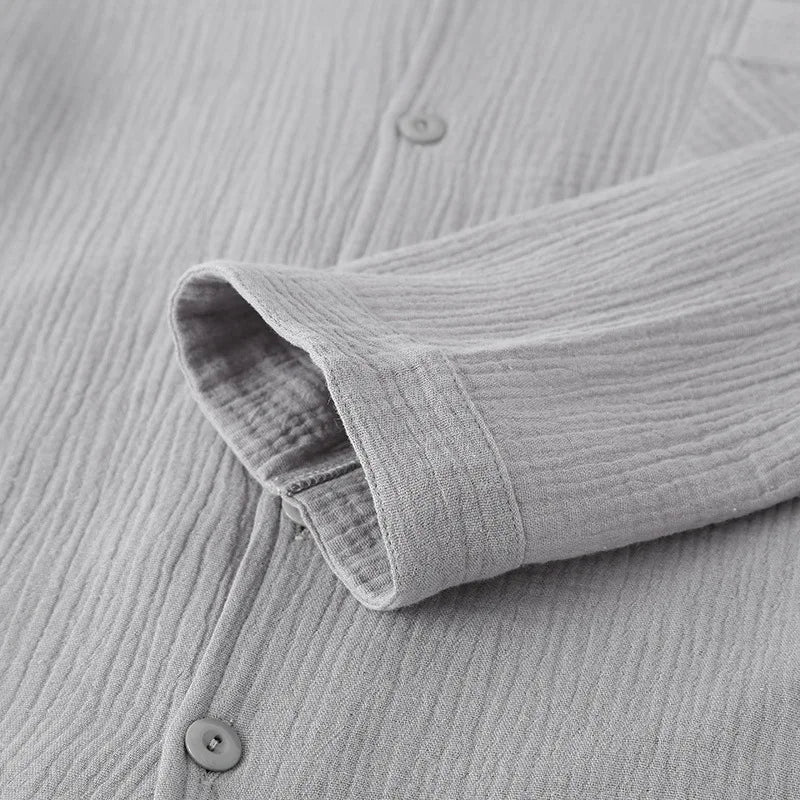 Men's Sleepwear Clothes for Spring and Autumn Cotton Double-layer Cardigan Loose Oversized Long Sleeved Pants Home Clothes