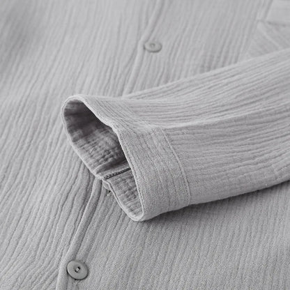 Men's Sleepwear Clothes for Spring and Autumn Cotton Double-layer Cardigan Loose Oversized Long Sleeved Pants Home Clothes