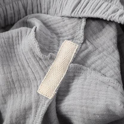 Men's Sleepwear Clothes for Spring and Autumn Cotton Double-layer Cardigan Loose Oversized Long Sleeved Pants Home Clothes